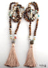 Boho Necklace, RH Amazonite Jasper, Lariat Silver Ball Green Brown Natural Stone